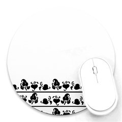 Simple Black And White Design Round Mousepads