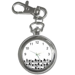 Simple Black And White Design Key Chain Watches