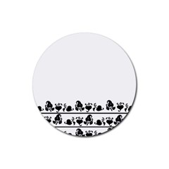 Simple Black And White Design Rubber Coaster (round)  by Valentinaart