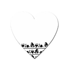 Simple Black And White Design Heart Magnet