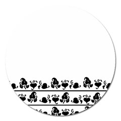 Simple Black And White Design Magnet 5  (round)