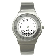 Simple Black And White Design Stainless Steel Watch by Valentinaart