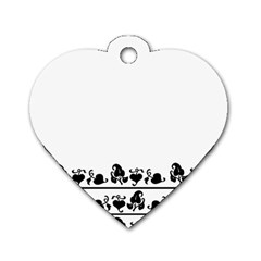 Simple Black And White Design Dog Tag Heart (one Side)