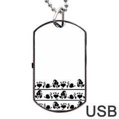 Simple Black And White Design Dog Tag Usb Flash (one Side) by Valentinaart