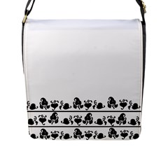 Simple Black And White Design Flap Messenger Bag (l) 