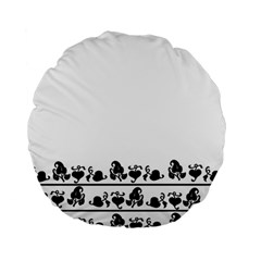 Simple Black And White Design Standard 15  Premium Flano Round Cushions