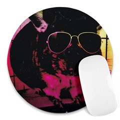 Maggie Chinchillin Version 2 Round Mousepads by tigflea