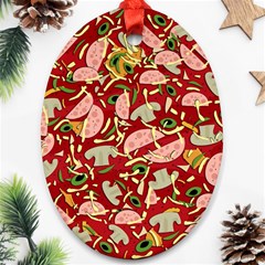 Pizza Pattern Ornament (oval) by Valentinaart