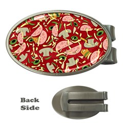 Pizza Pattern Money Clips (oval)  by Valentinaart