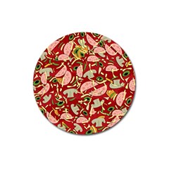 Pizza Pattern Magnet 3  (round) by Valentinaart