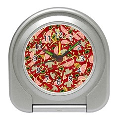 Pizza Pattern Travel Alarm Clocks by Valentinaart