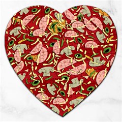 Pizza Pattern Jigsaw Puzzle (heart) by Valentinaart