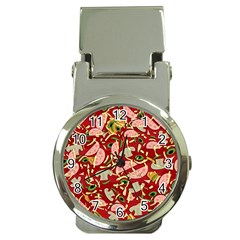 Pizza Pattern Money Clip Watches by Valentinaart