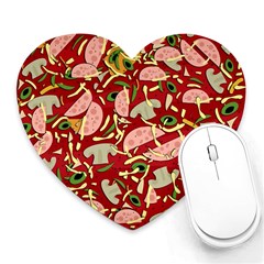 Pizza Pattern Heart Mousepads