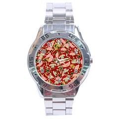 Pizza Pattern Stainless Steel Analogue Watch by Valentinaart