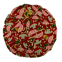 Pizza Pattern Large 18  Premium Round Cushions by Valentinaart