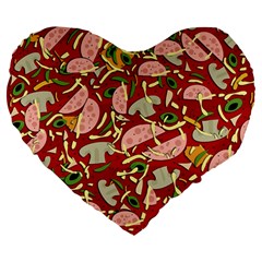 Pizza Pattern Large 19  Premium Heart Shape Cushions by Valentinaart