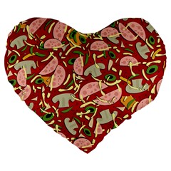 Pizza Pattern Large 19  Premium Flano Heart Shape Cushions by Valentinaart