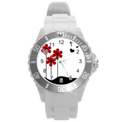 Flowers Round Plastic Sport Watch (L)