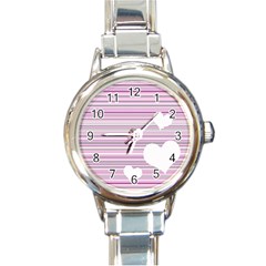 Pink Valentines Day Design Round Italian Charm Watch by Valentinaart