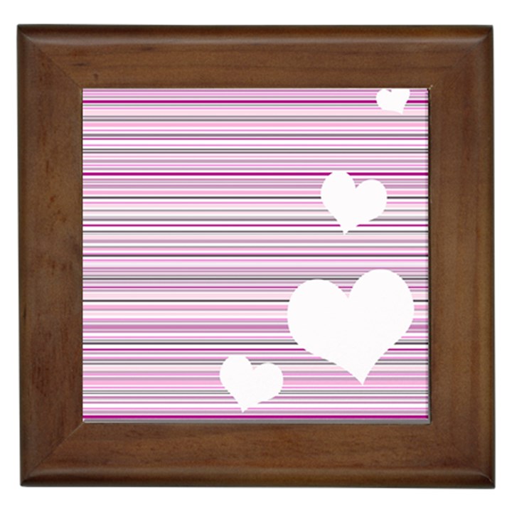 Pink Valentines day design Framed Tiles