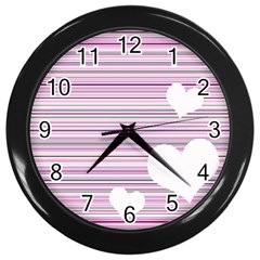 Pink Valentines Day Design Wall Clocks (black)