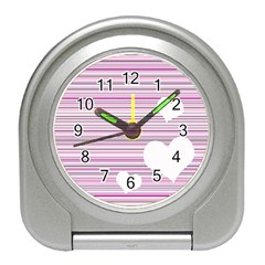 Pink Valentines Day Design Travel Alarm Clocks