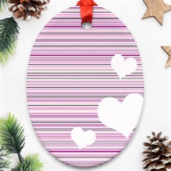 Pink Valentines Day Design Oval Ornament (two Sides)