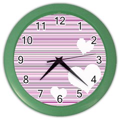 Pink Valentines Day Design Color Wall Clocks by Valentinaart