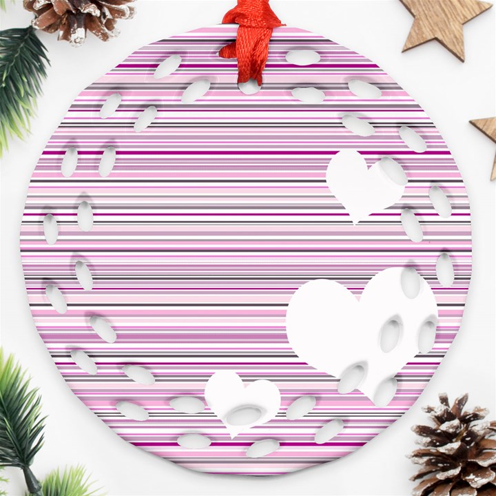 Pink Valentines day design Ornament (Round Filigree)