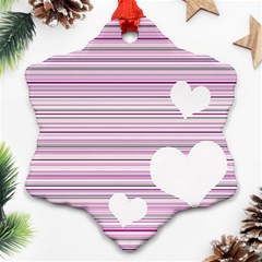 Pink Valentines Day Design Snowflake Ornament (two Sides)