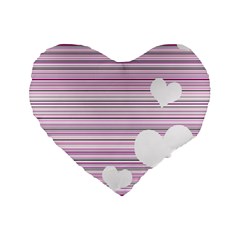 Pink Valentines Day Design Standard 16  Premium Flano Heart Shape Cushions