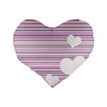 Pink Valentines day design Standard 16  Premium Flano Heart Shape Cushions Back