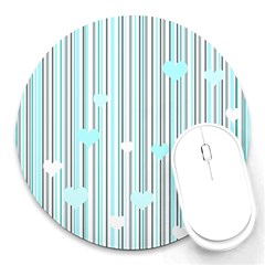 Cyan Love Round Mousepads by Valentinaart