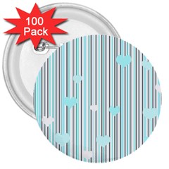 Cyan Love 3  Buttons (100 Pack) 