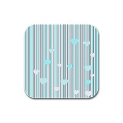 Cyan Love Rubber Square Coaster (4 Pack) 