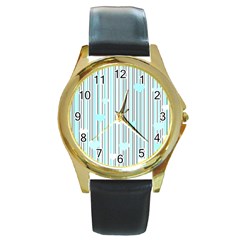 Cyan Love Round Gold Metal Watch by Valentinaart