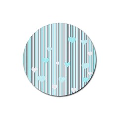 Cyan Love Rubber Coaster (round)  by Valentinaart