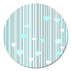 Cyan Love Magnet 5  (round) by Valentinaart