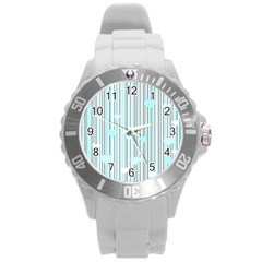 Cyan Love Round Plastic Sport Watch (l) by Valentinaart