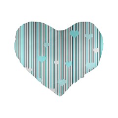 Cyan Love Standard 16  Premium Flano Heart Shape Cushions