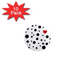 Dots And Hart 1  Mini Magnet (10 Pack) 