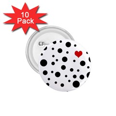 Dots And Hart 1 75  Buttons (10 Pack)