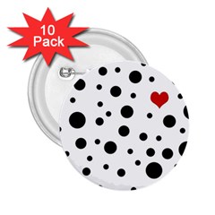 Dots And Hart 2 25  Buttons (10 Pack) 