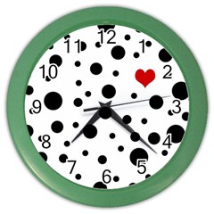 Dots And Hart Color Wall Clocks by Valentinaart