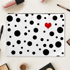 Dots And Hart Cosmetic Bag (xl) by Valentinaart