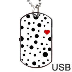 Dots And Hart Dog Tag Usb Flash (two Sides) by Valentinaart