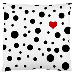 Dots And Hart Large Cushion Case (one Side) by Valentinaart