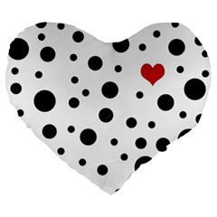 Dots And Hart Large 19  Premium Heart Shape Cushions by Valentinaart