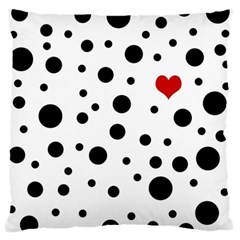 Dots And Hart Large Flano Cushion Case (one Side) by Valentinaart